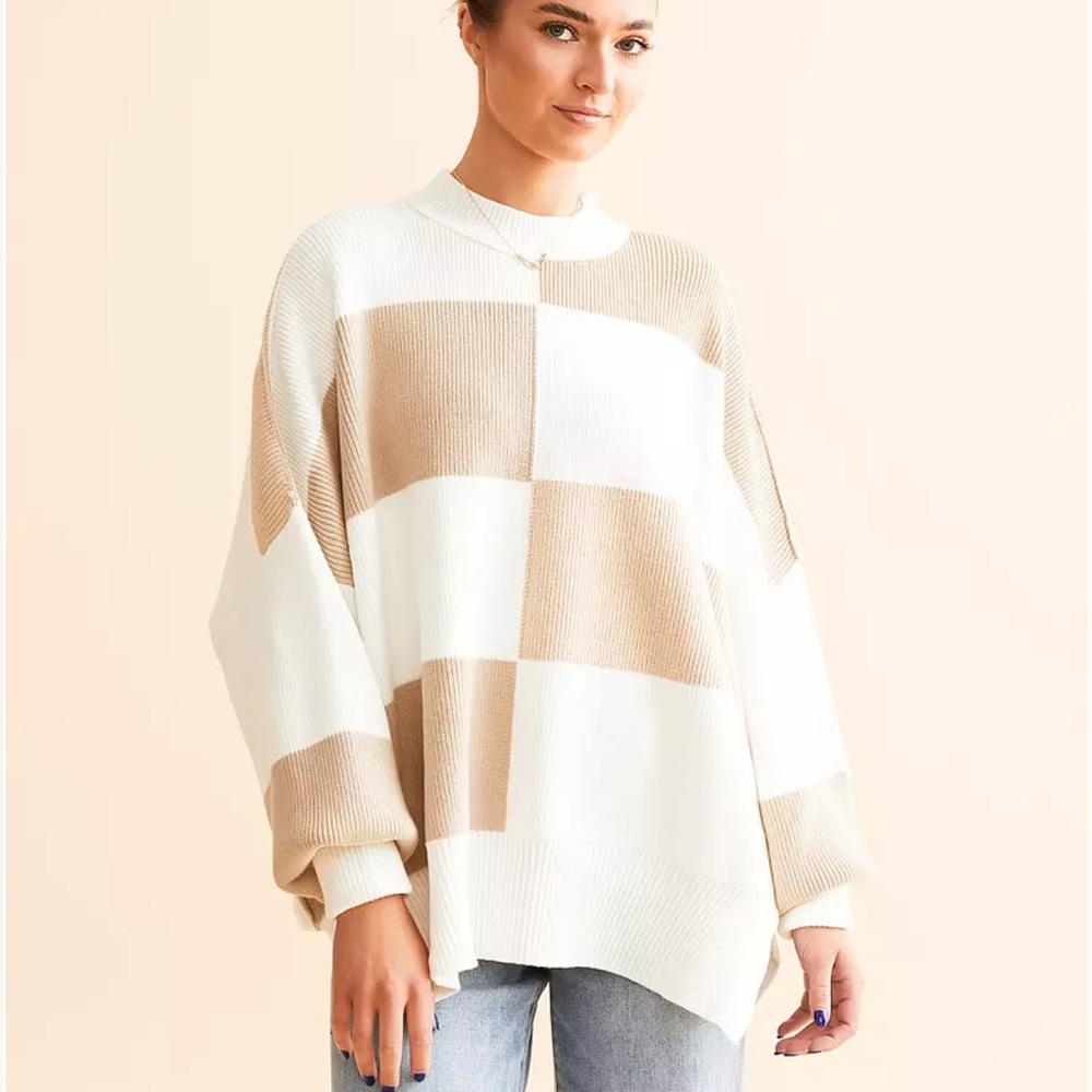Free People Easy Street Tunic Sweater Oversized Cotton Blend Size Small NWT - Picture 4 of 9